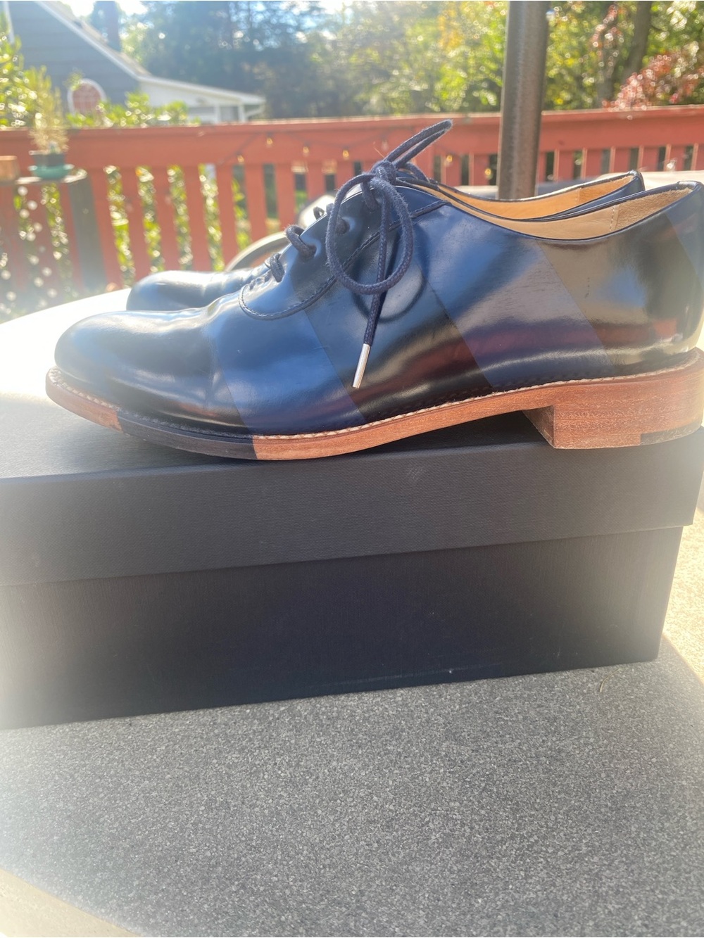 THE OFFICE OF ANGELA SCOTT women’s Navy Black Leather Derby Shoes Mr Smith Ocean